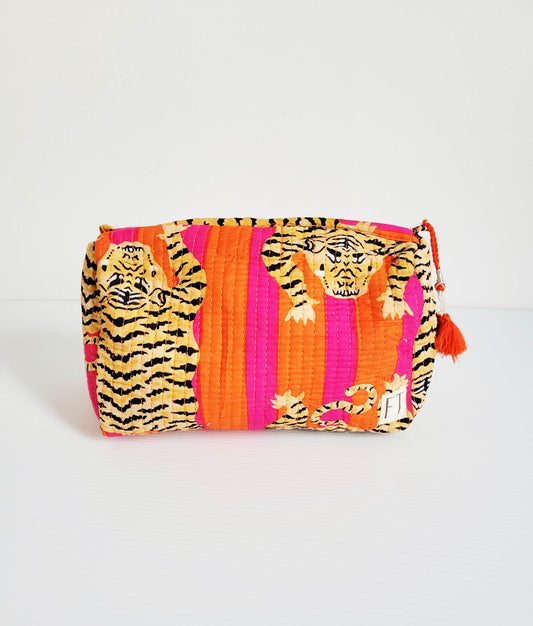 The Makeup Bag Orange Pink Leopard
