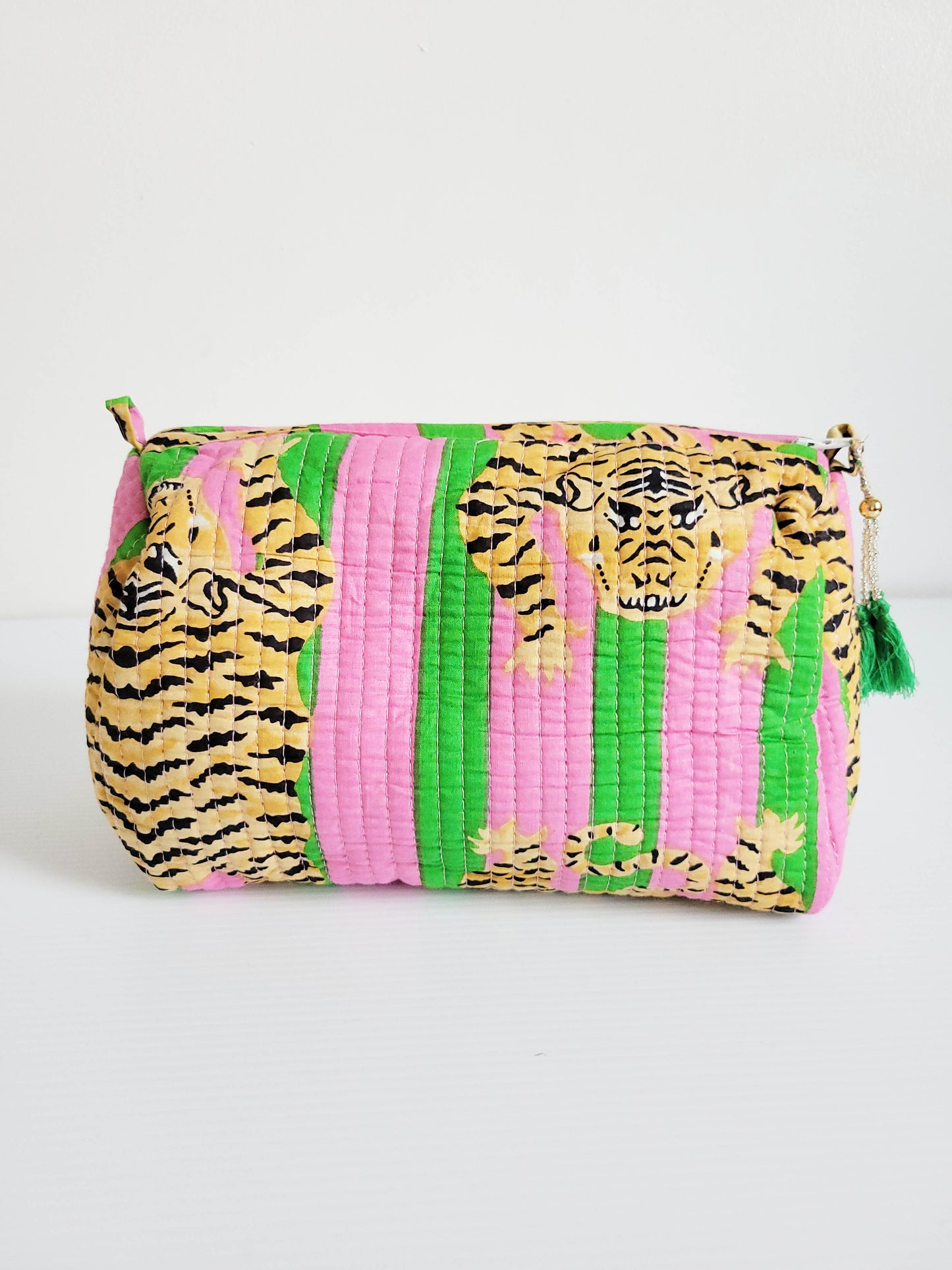 The Makeup Bag Green Pink Leopard
