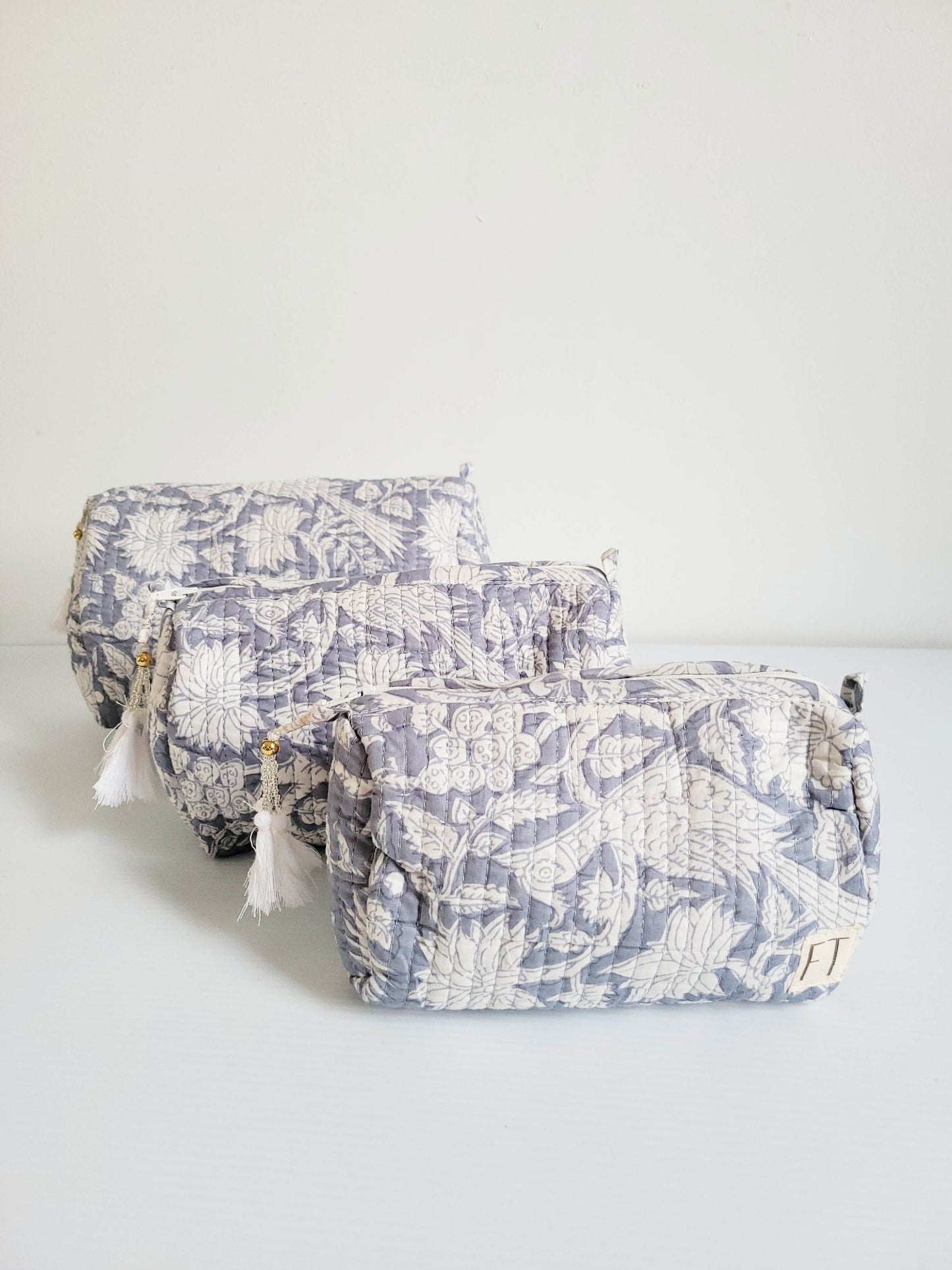 The Makeup Bag Orange Blue White Flower