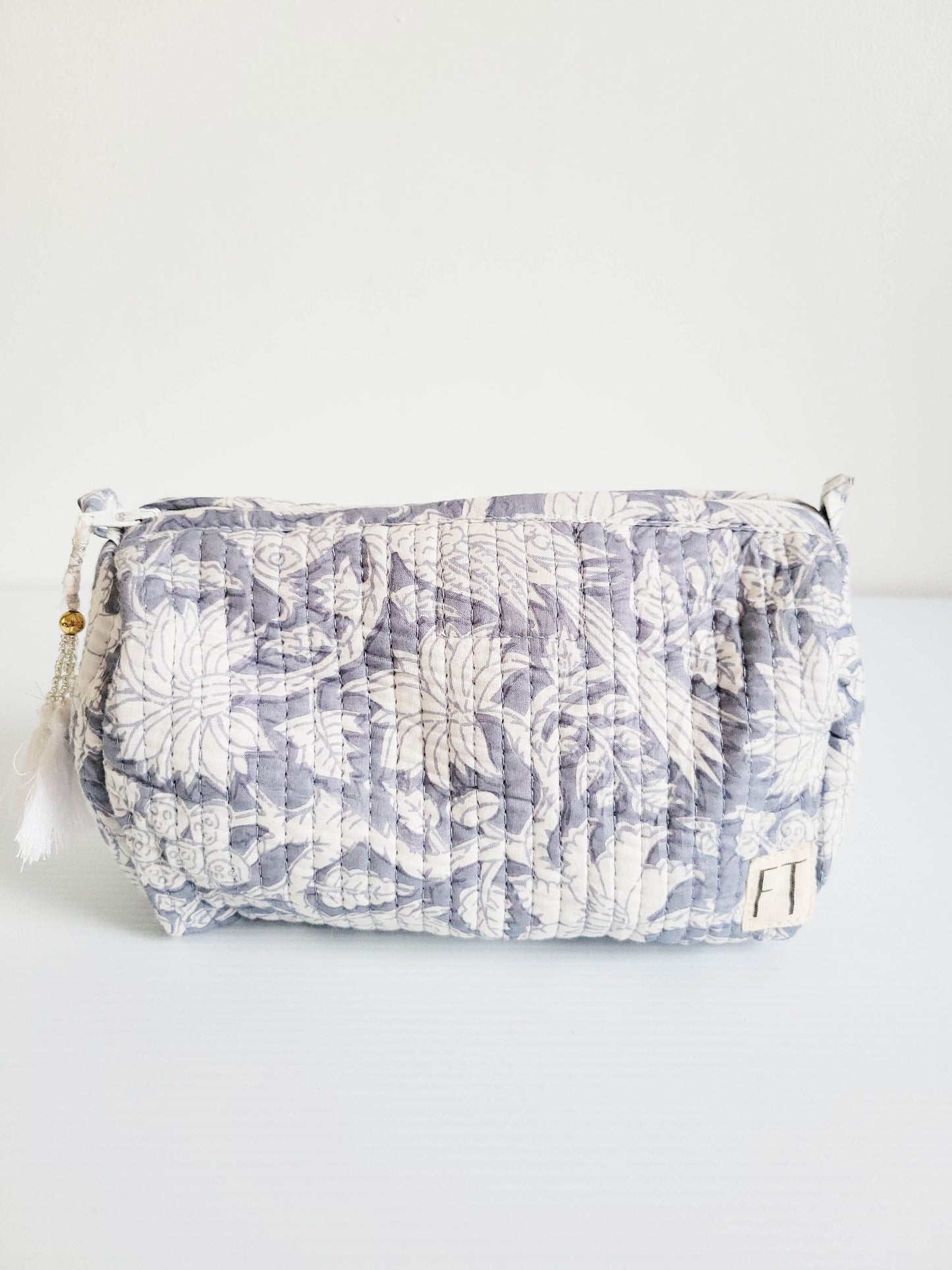 The Makeup Bag Orange Blue White Flower
