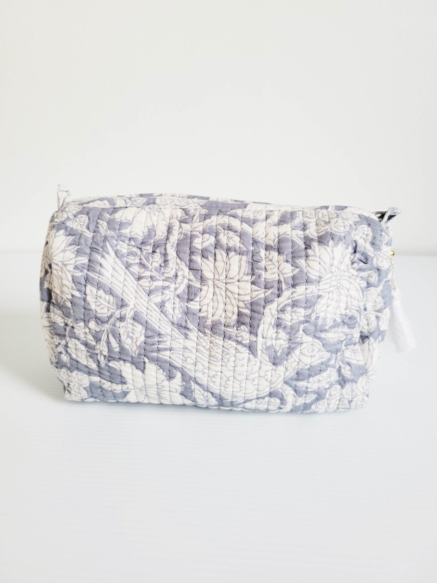 The Makeup Bag Orange Blue White Flower