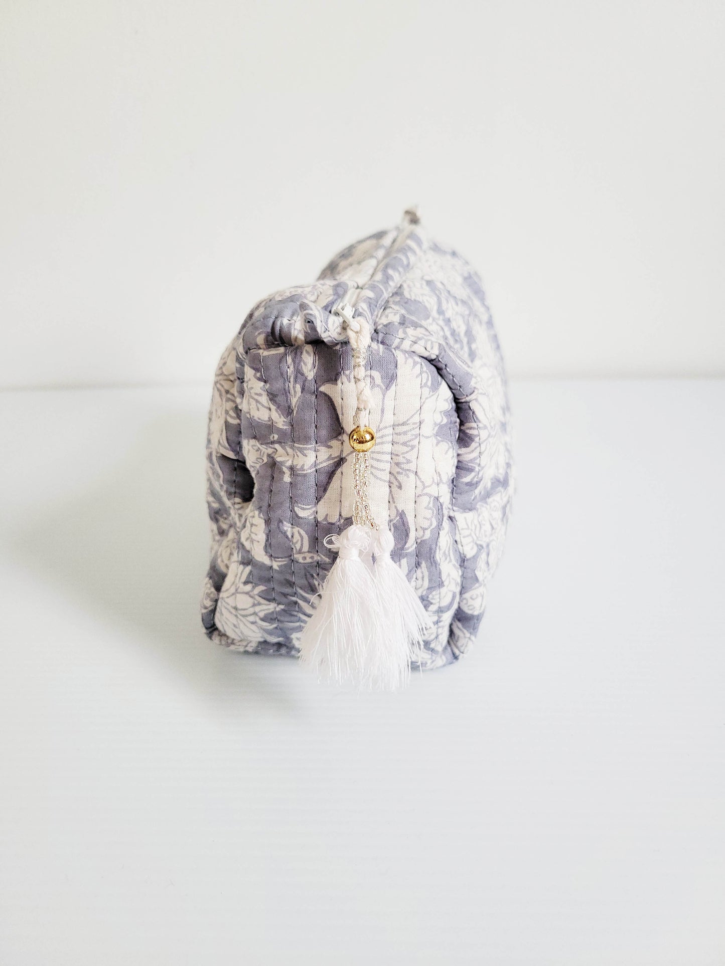 The Makeup Bag Orange Blue White Flower