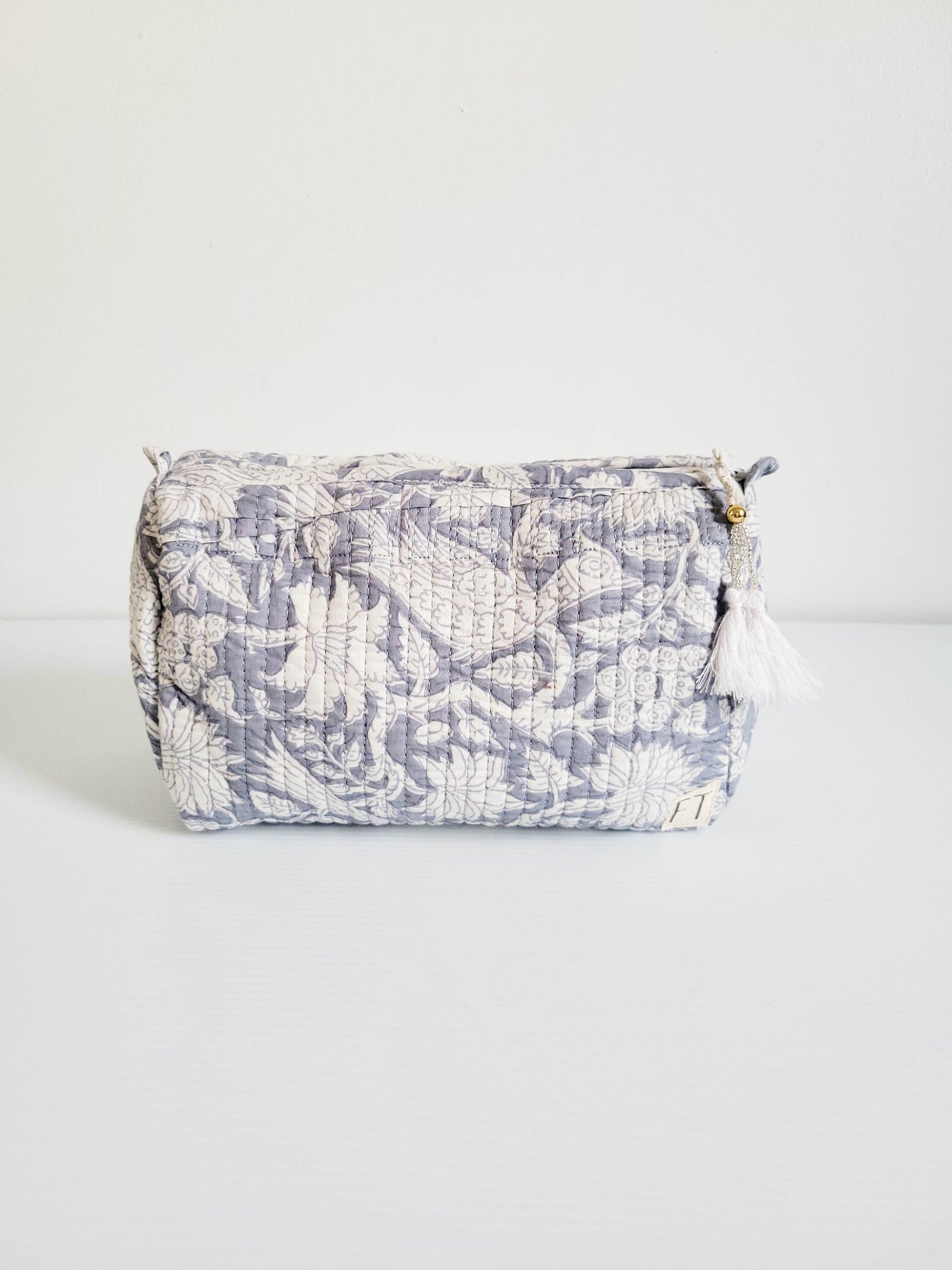 The Makeup Bag Orange Blue White Flower