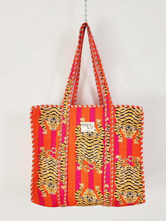 Bolso de fin de semana tigre naranja y rosa