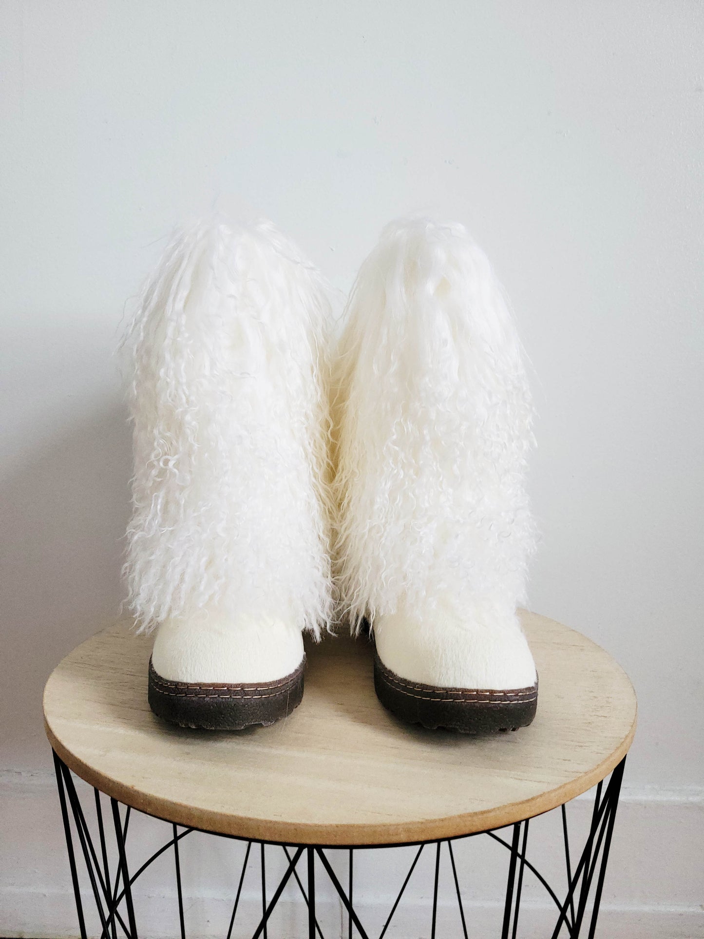 White Shearling Fur Snow Boots