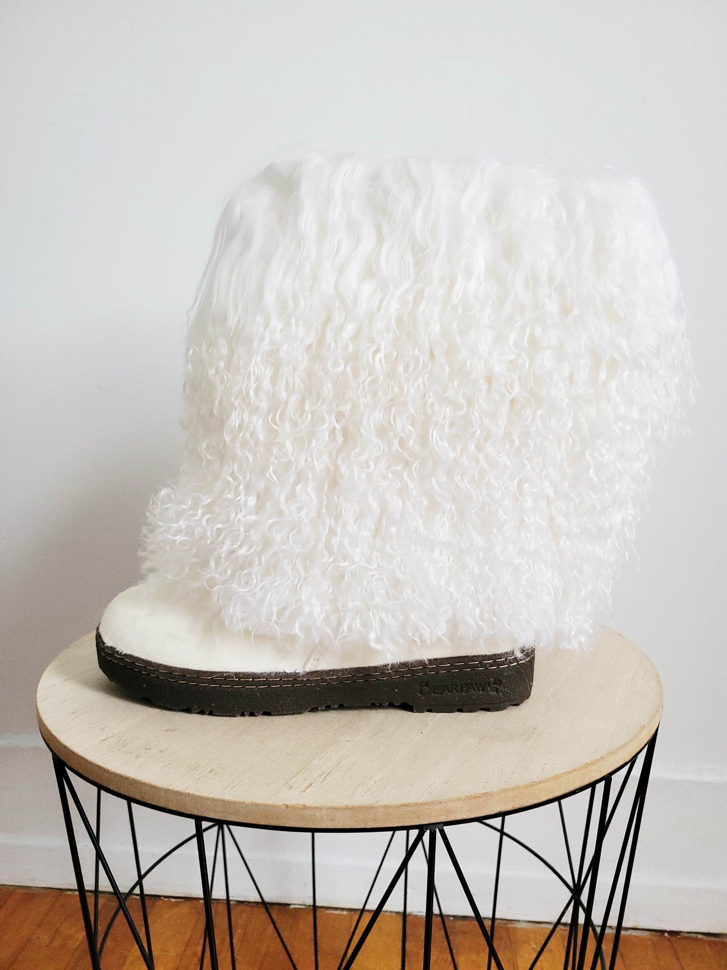 White Shearling Fur Snow Boots