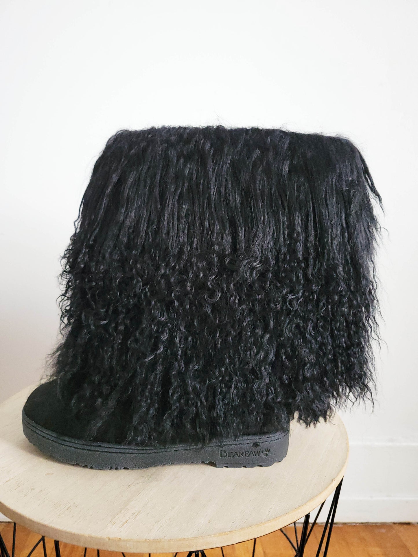 Black Shearling Fur Snow Boots