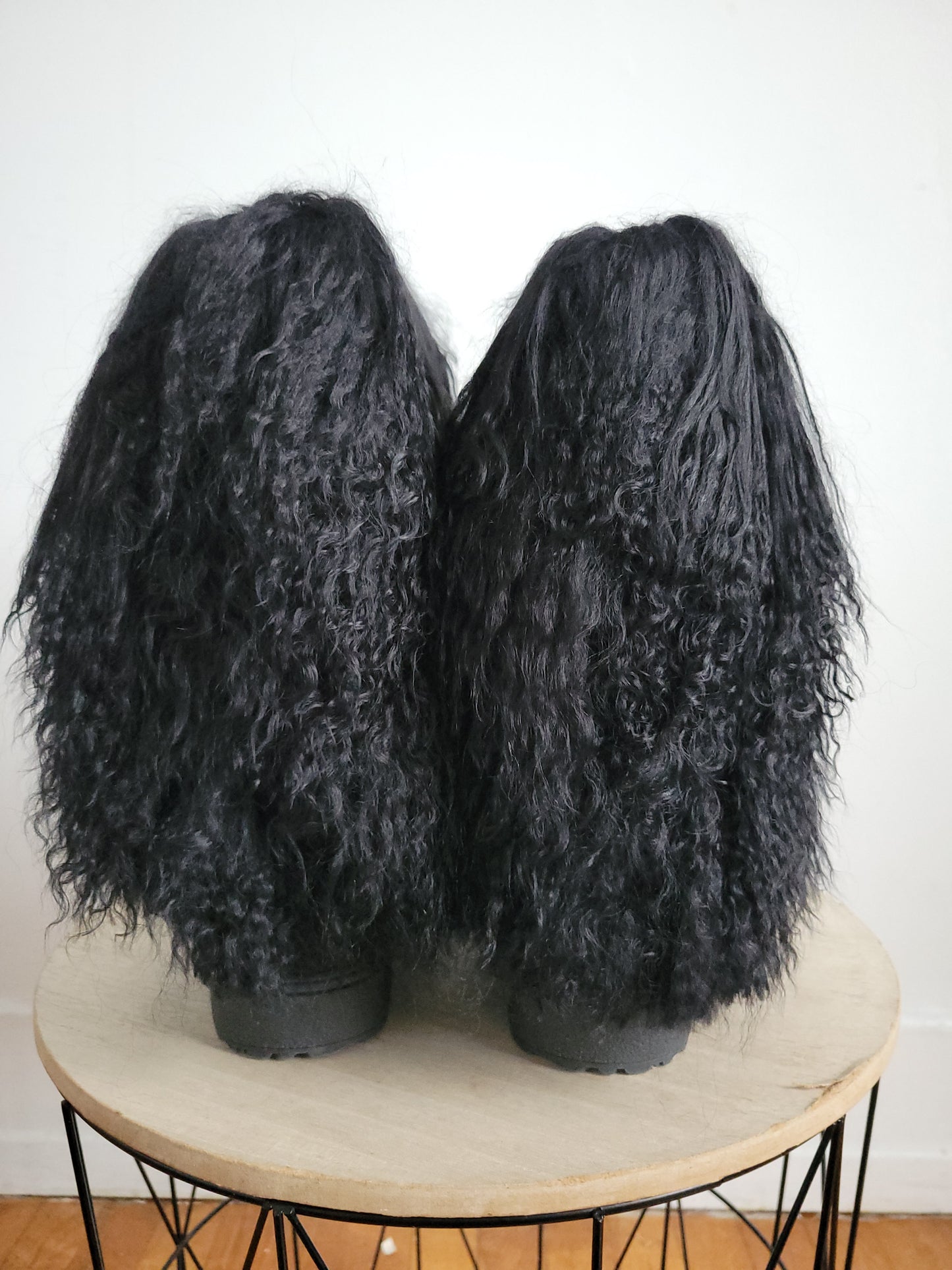 Black Shearling Fur Snow Boots