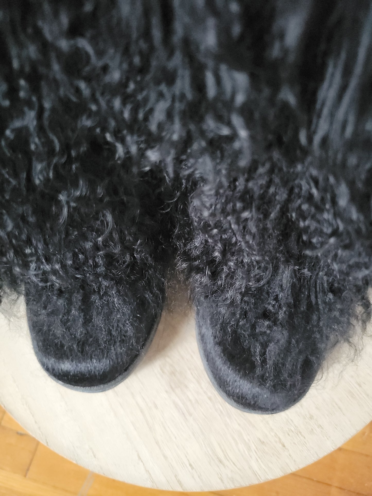 Black Shearling Fur Snow Boots