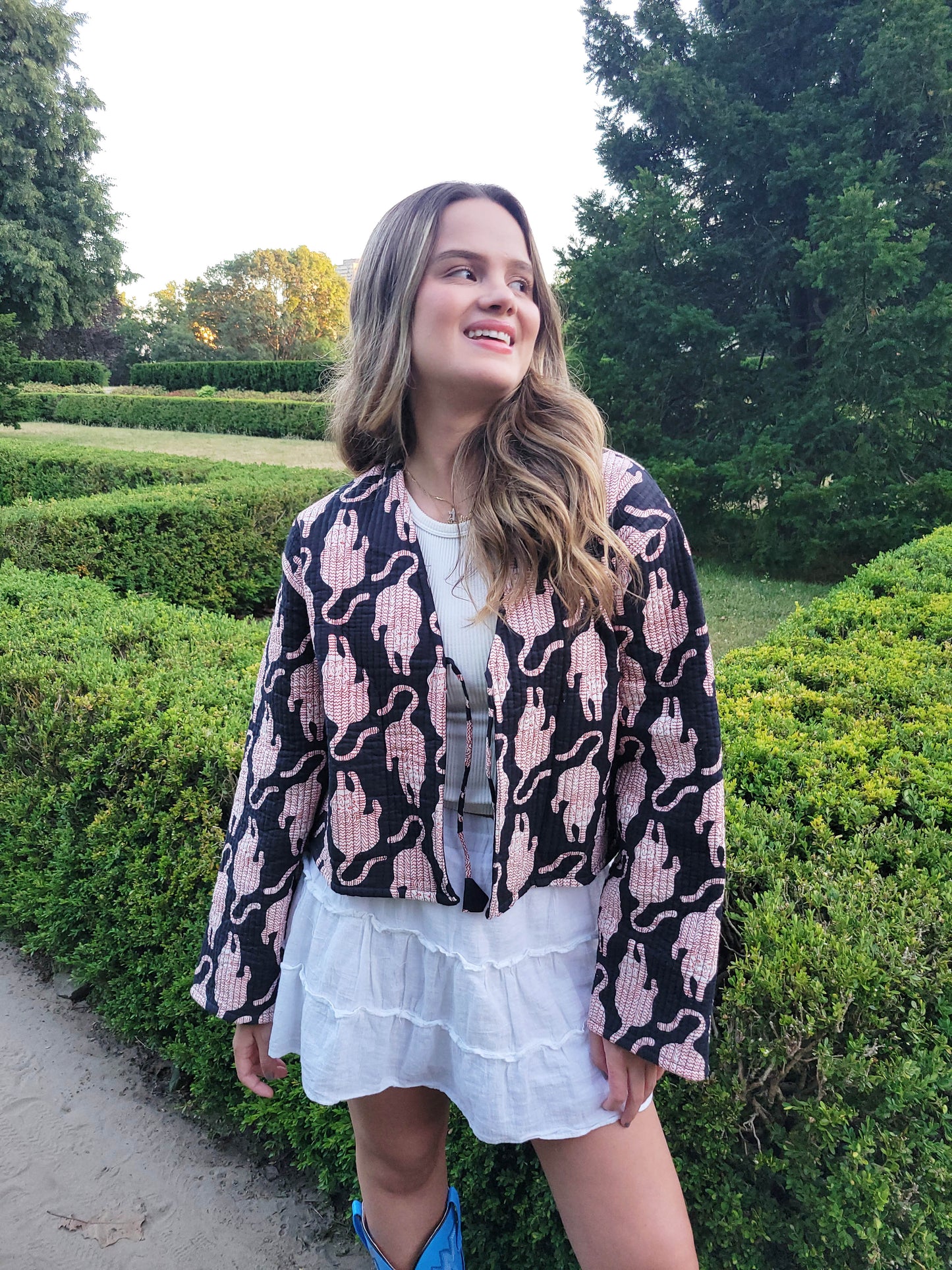 Clara Quilted Jacket Black Leopard