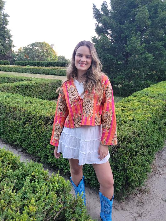 Clara Quilted Jacket Orange