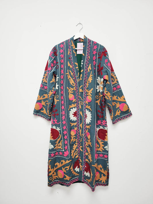 Isla Jacket Long Duster Style - Forest Green Size M