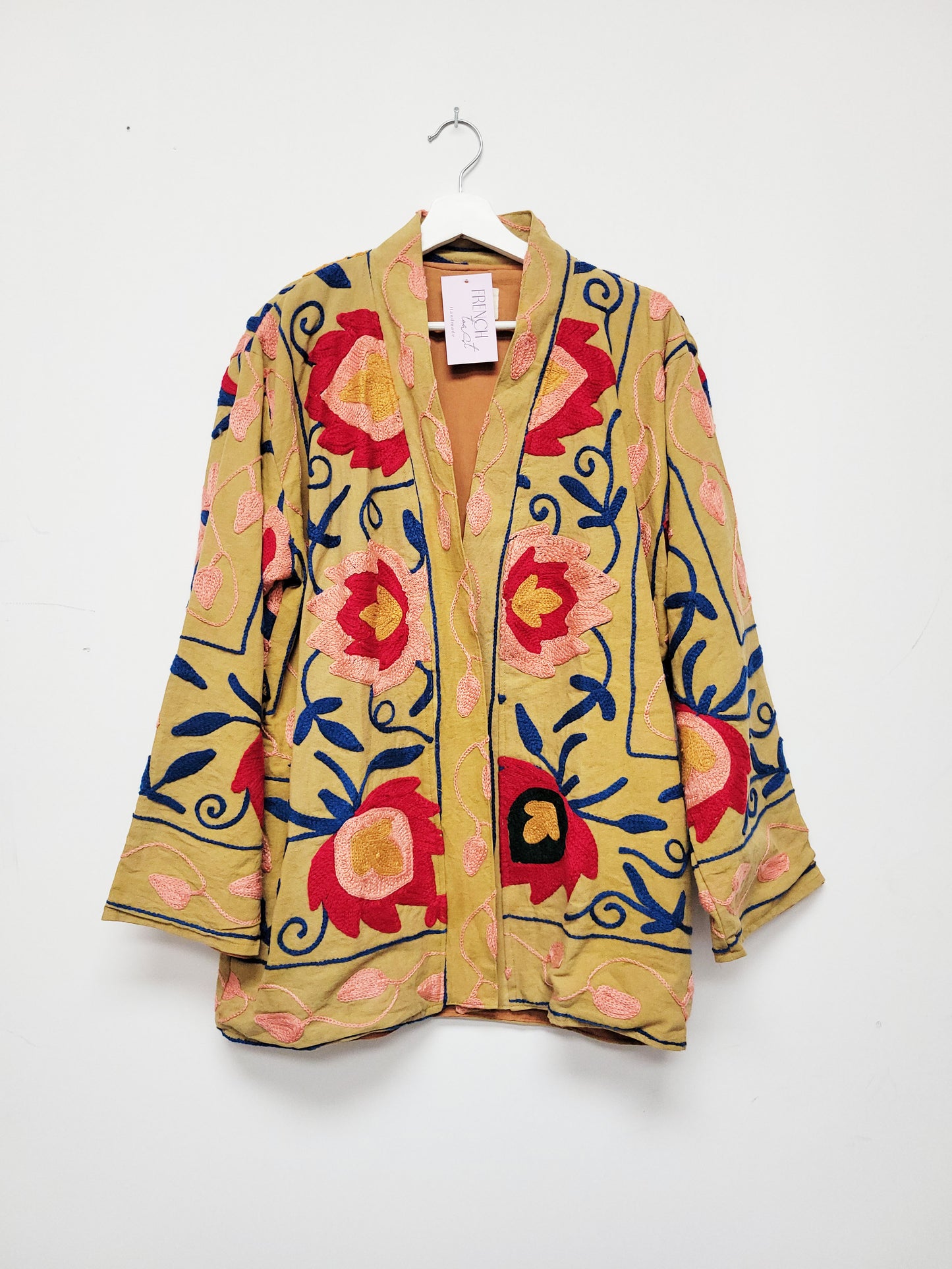 Isla Jacket Mid Length - Tan Brown Red Pink Blue Size M