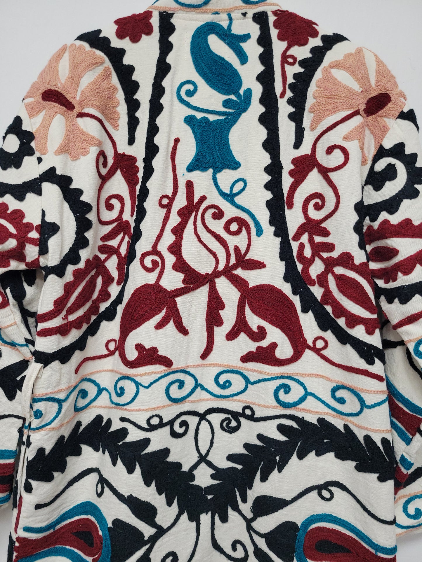 Isla Jacket Mid Length - White Black Burgundy Size M