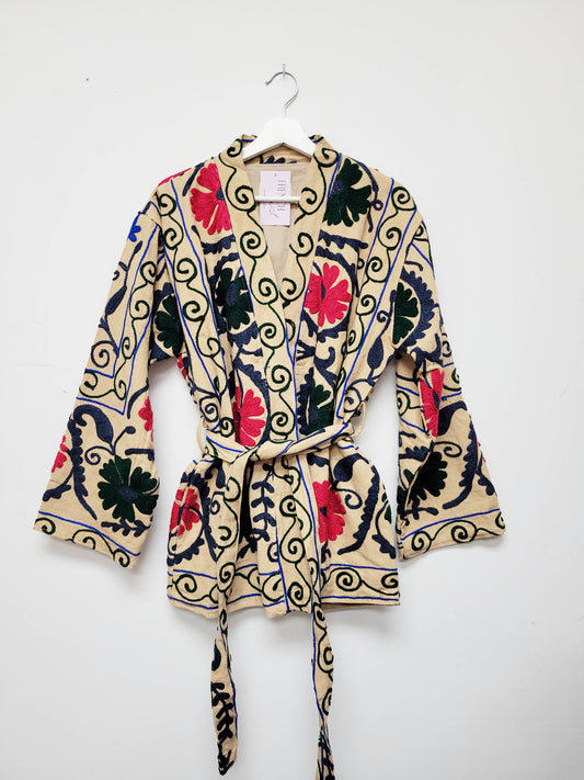 Isla Jacket Mid Length - Brown Blue Red Size M