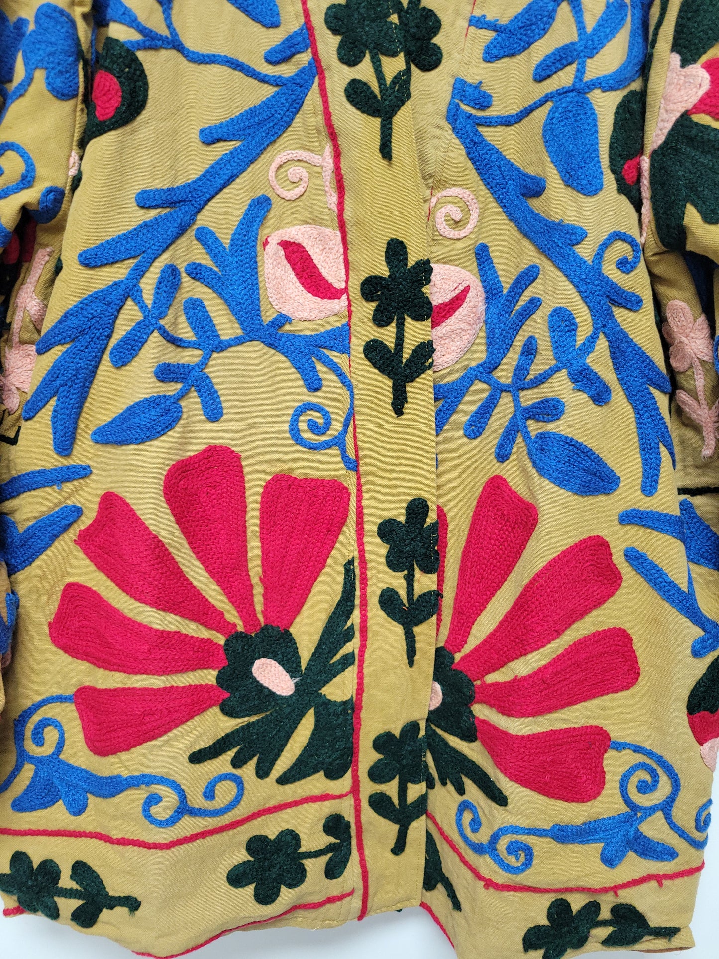 Isla Jacket Mid Length - Tan Brown Blue Red Size M