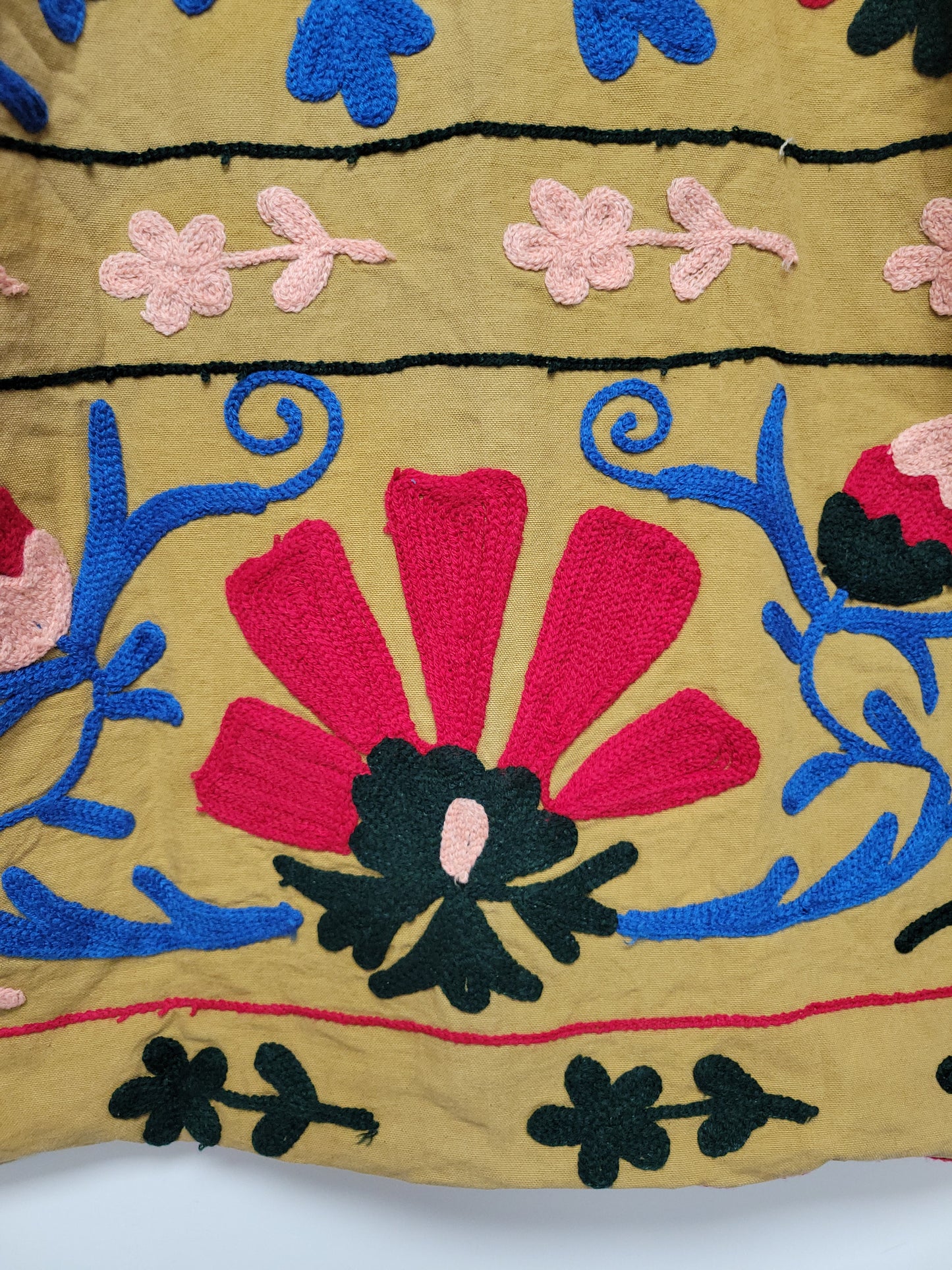 Isla Jacket Mid Length - Tan Brown Blue Red Size M