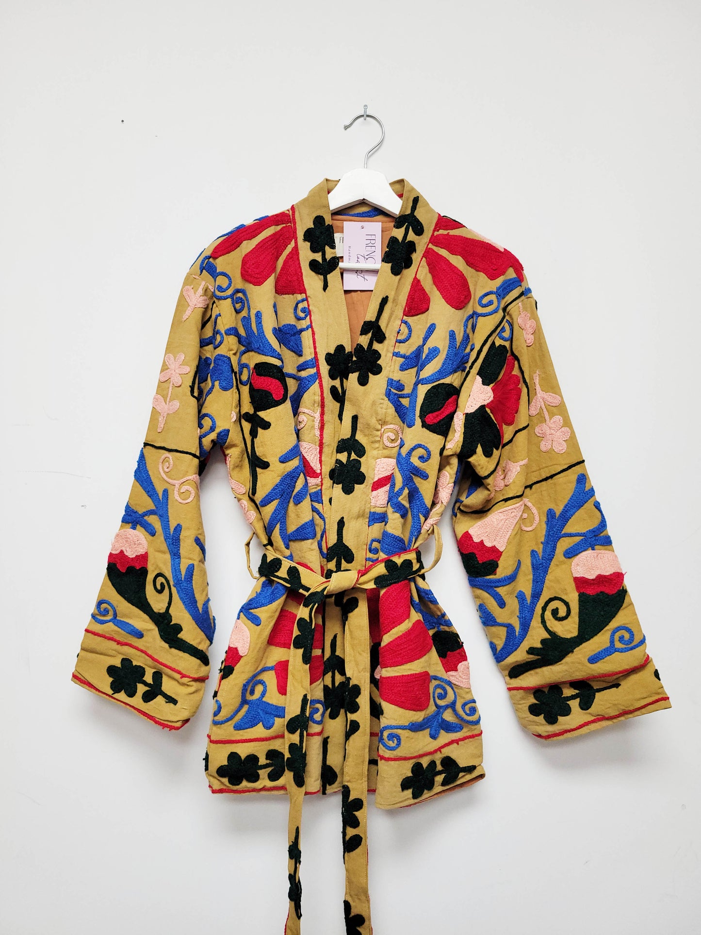 Isla Jacket Mid Length - Tan Brown Blue Red Size M