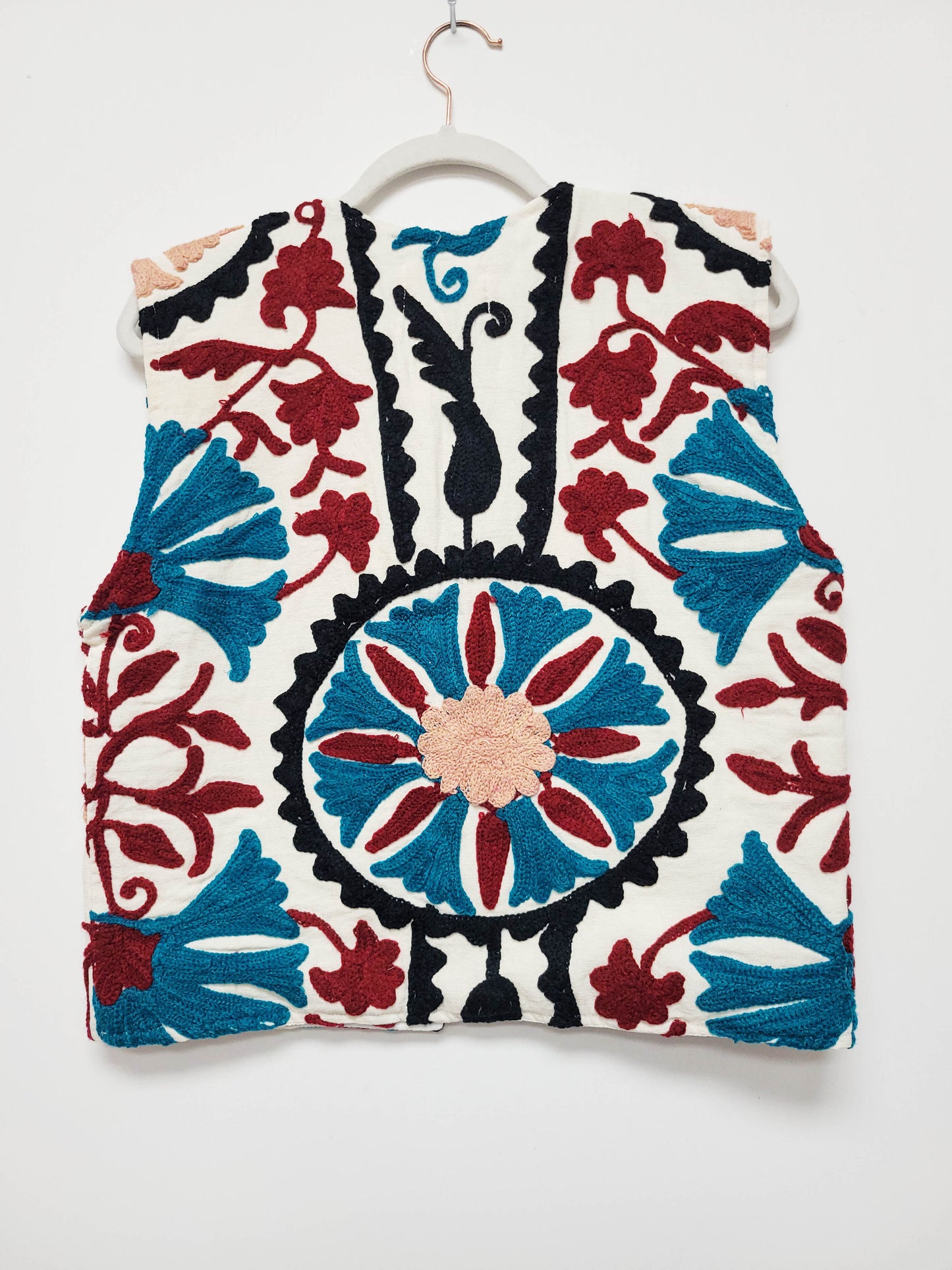 Isla Vest - White Turquoise Burgundy Size S