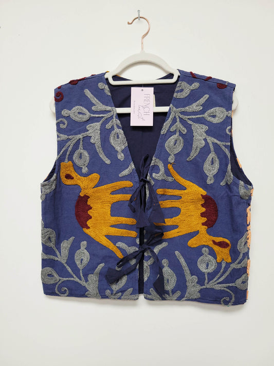 Isla Vest - Blue Burgundy Camel Size S