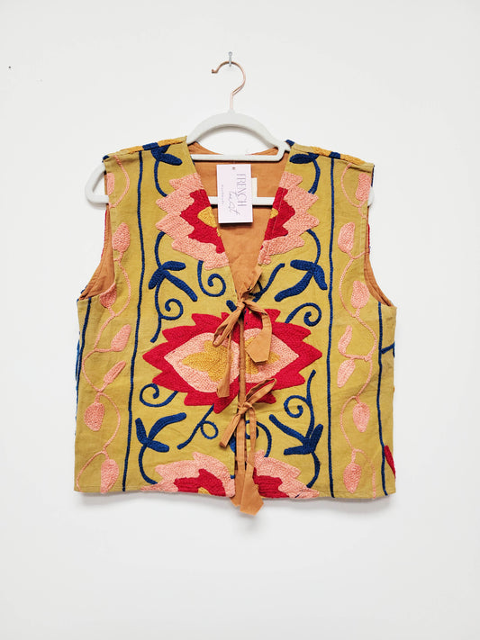 Isla Vest - Camel Brown Pink Red Flame Size S