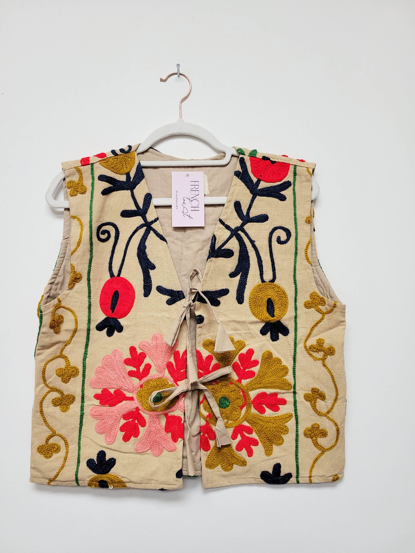 Isla Vest - Tan Brown Pink Mustard Size S