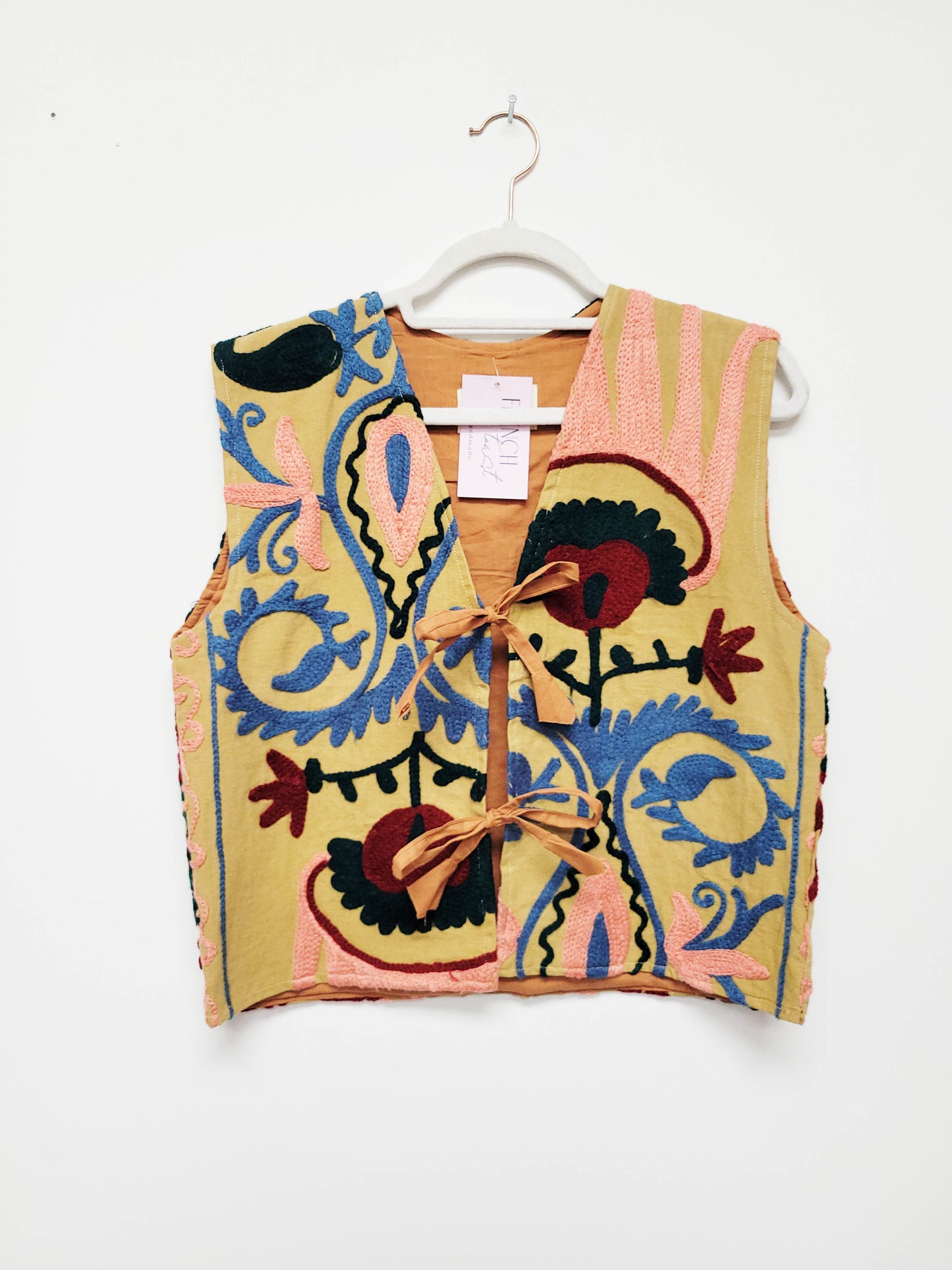 Isla Vest - Camel Brown Blue Pink Size S