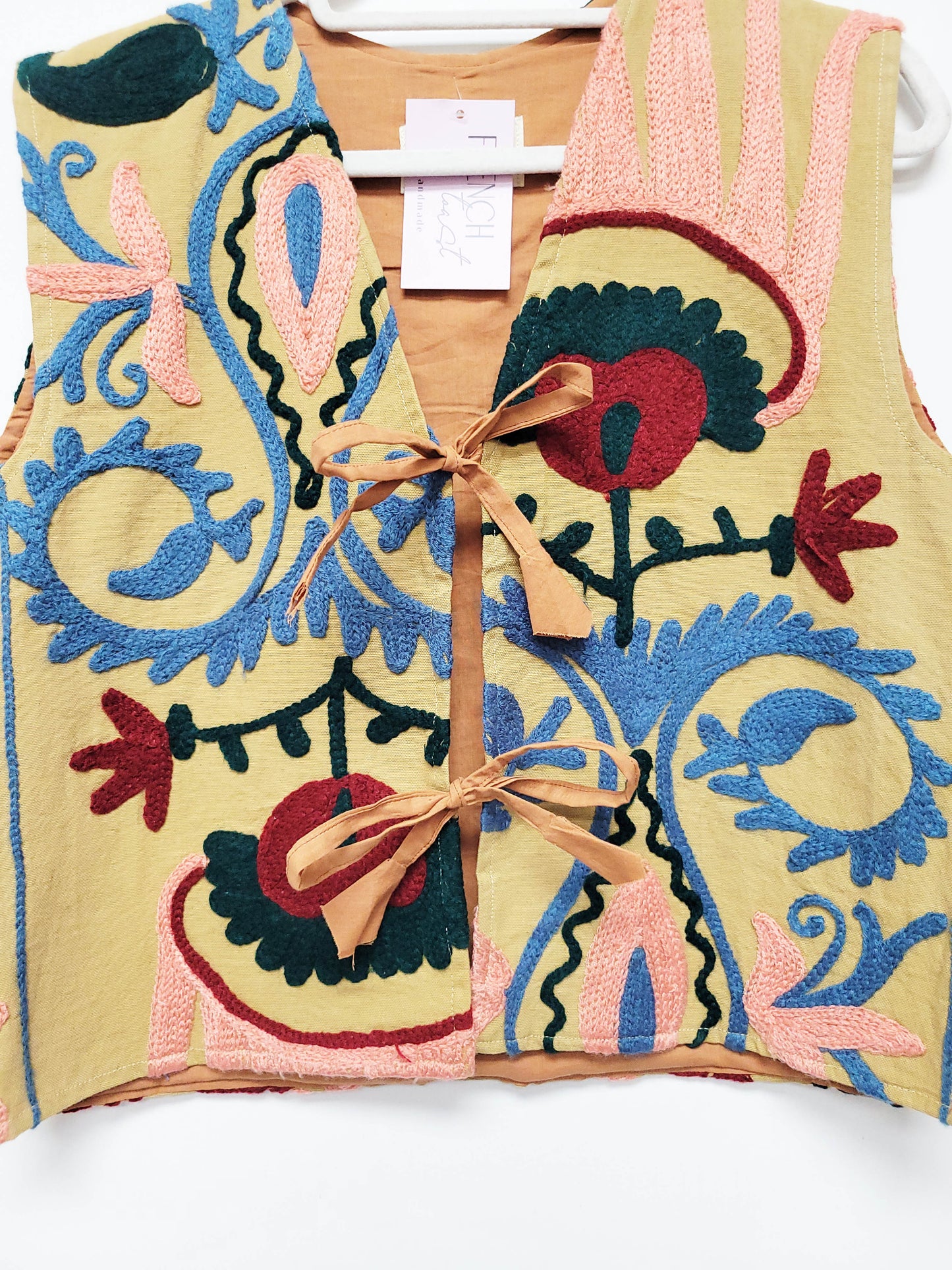 Isla Vest - Camel Brown Blue Pink Size S