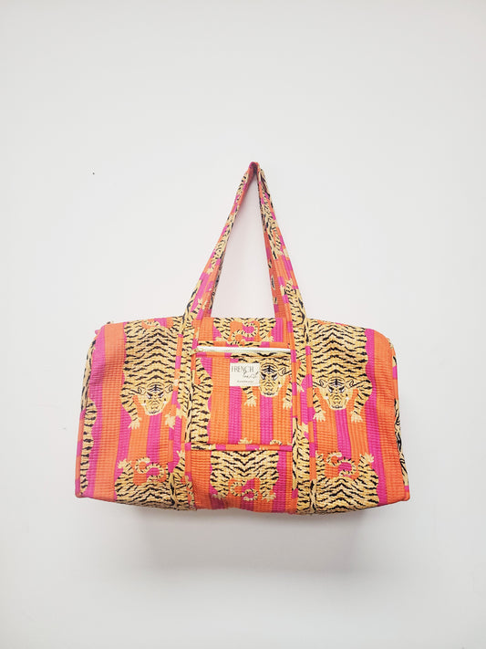 The Ara Duffle Bag Orange and Pink Tiger