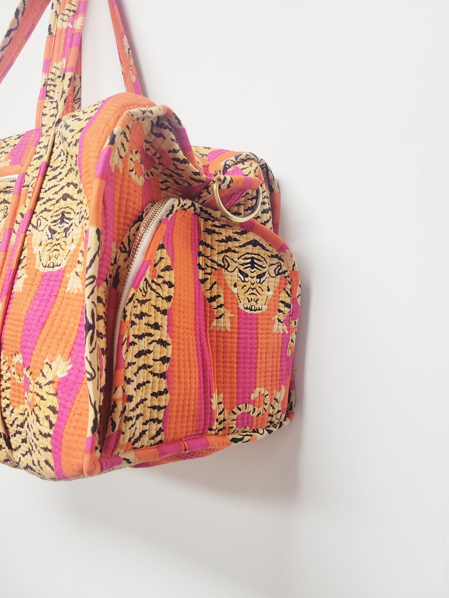 The Ara Duffle Bag Orange and Pink Tiger