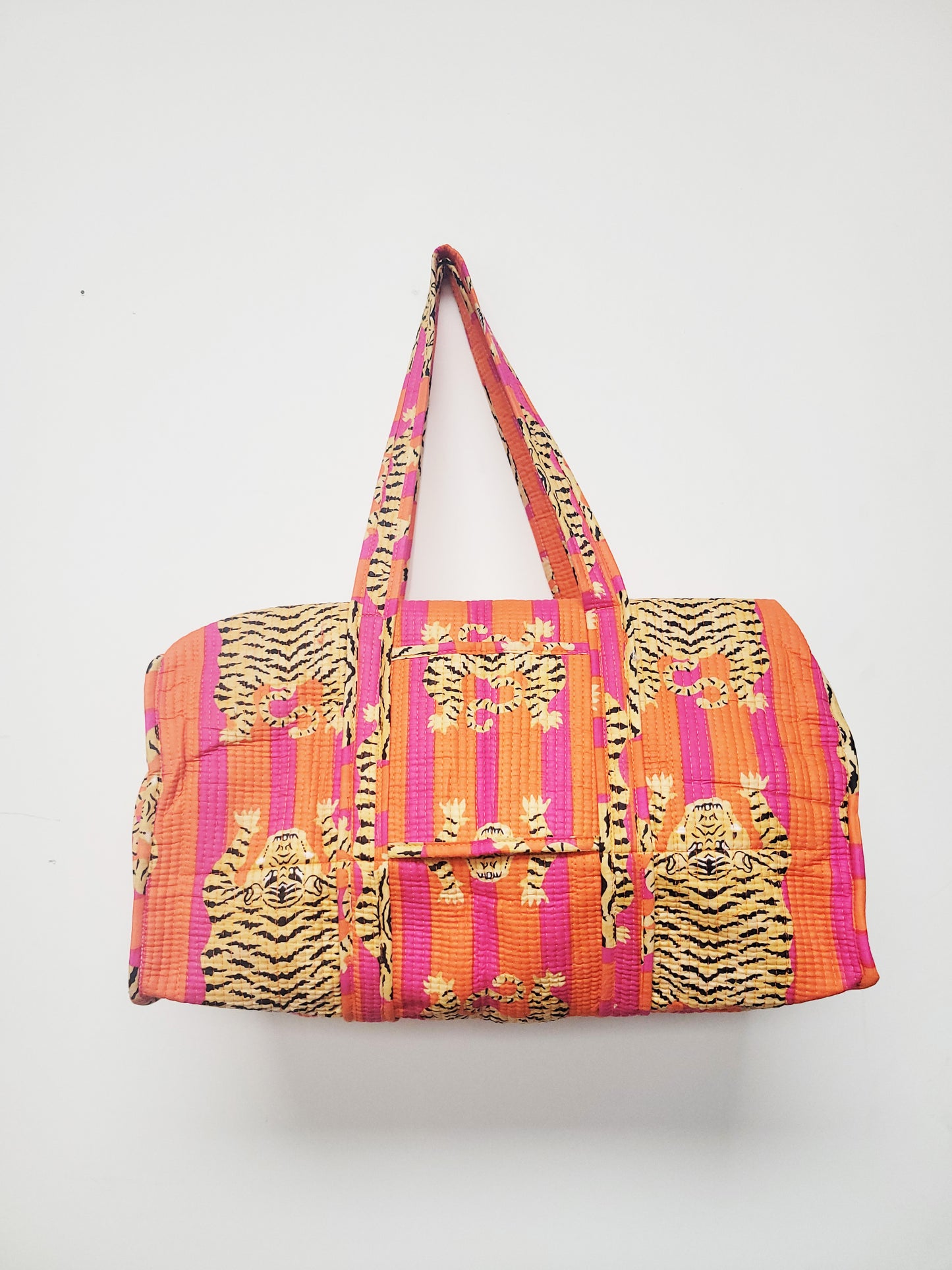 The Ara Duffle Bag Orange and Pink Tiger
