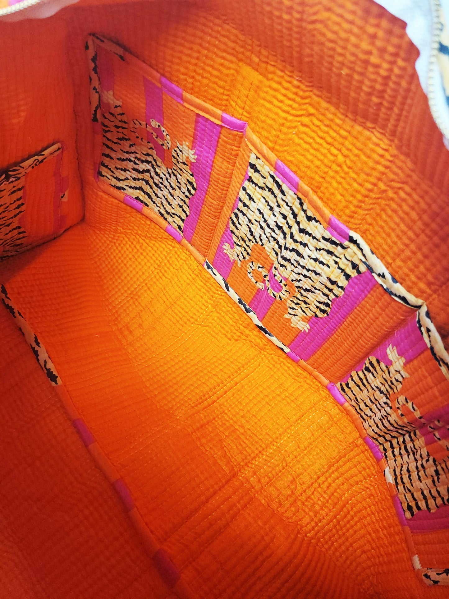 The Ara Duffle Bag Orange and Pink Tiger