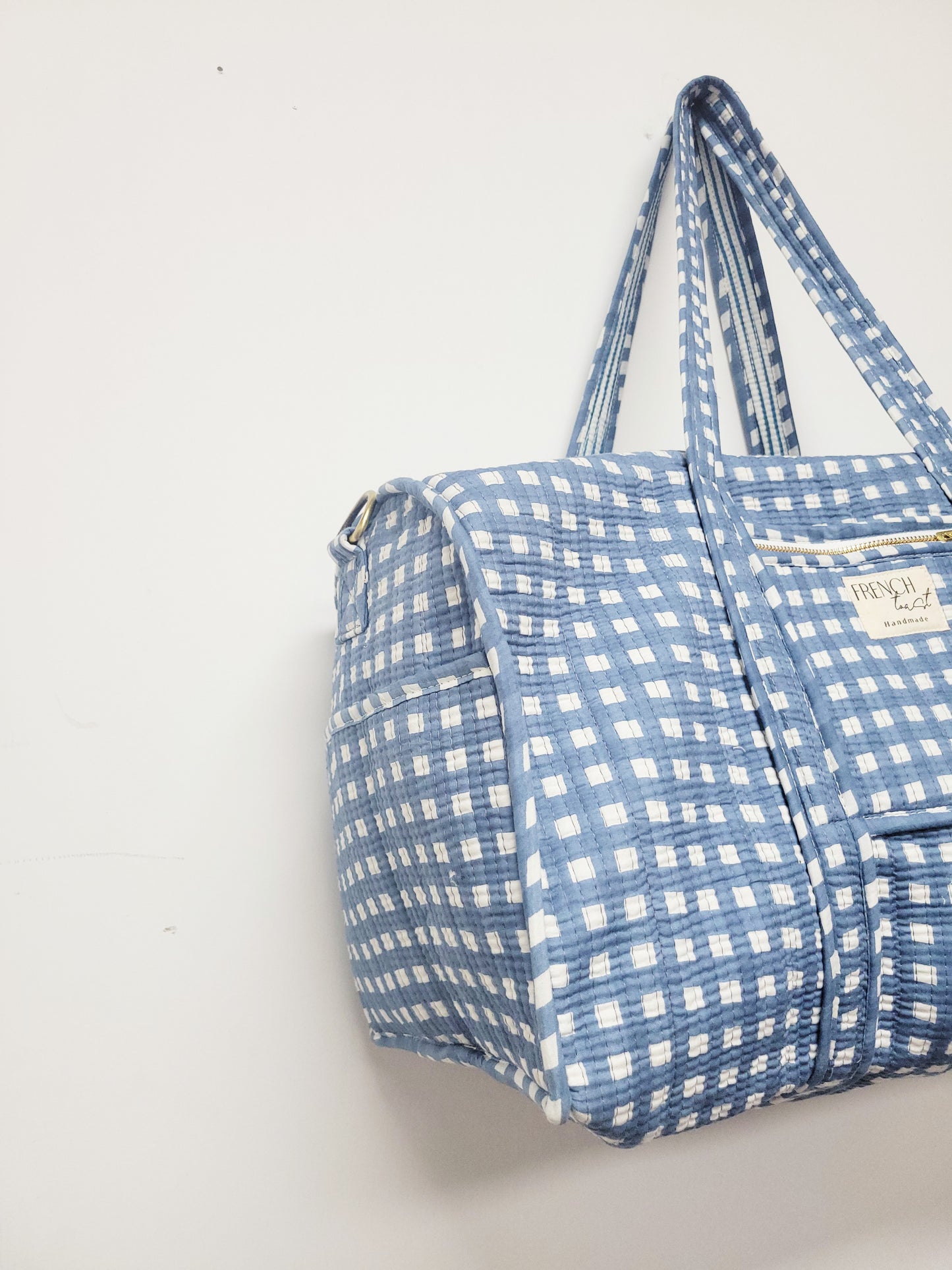 The Ara Duffle Bag Blue Gingham