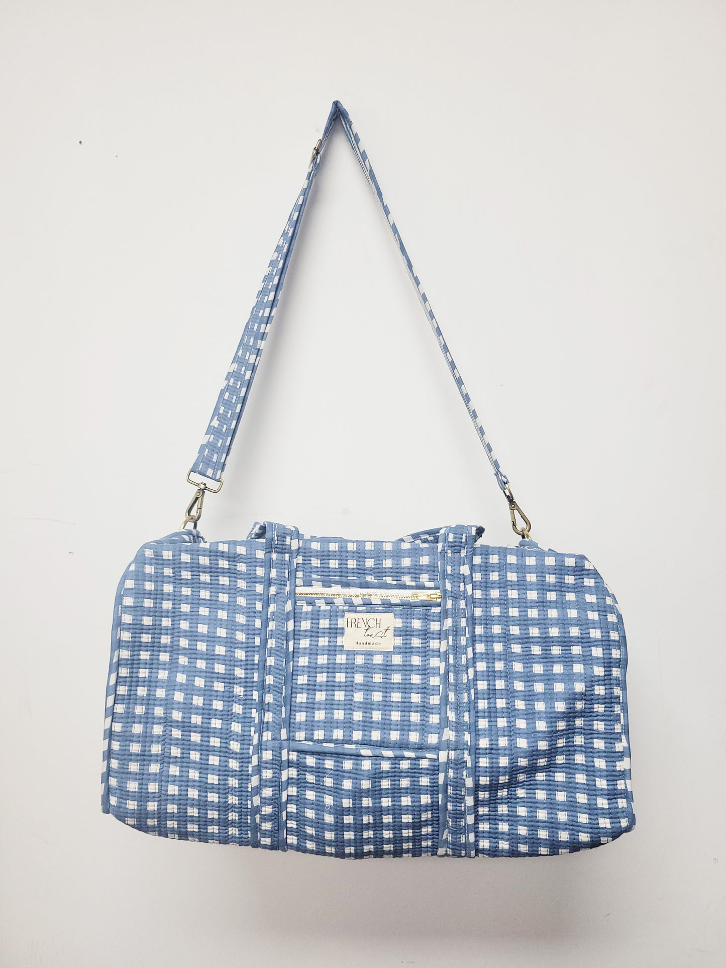 The Ara Duffle Bag Blue Gingham