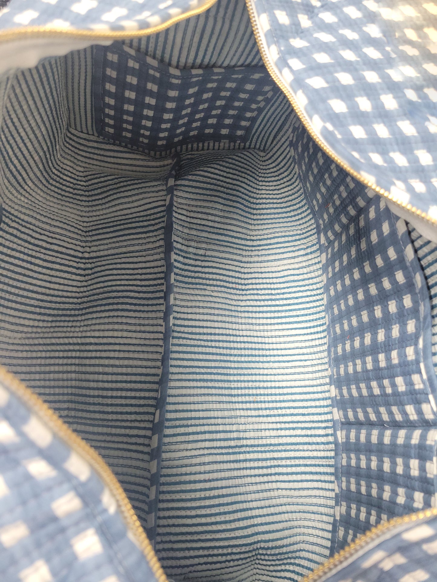 The Ara Duffle Bag Blue Gingham