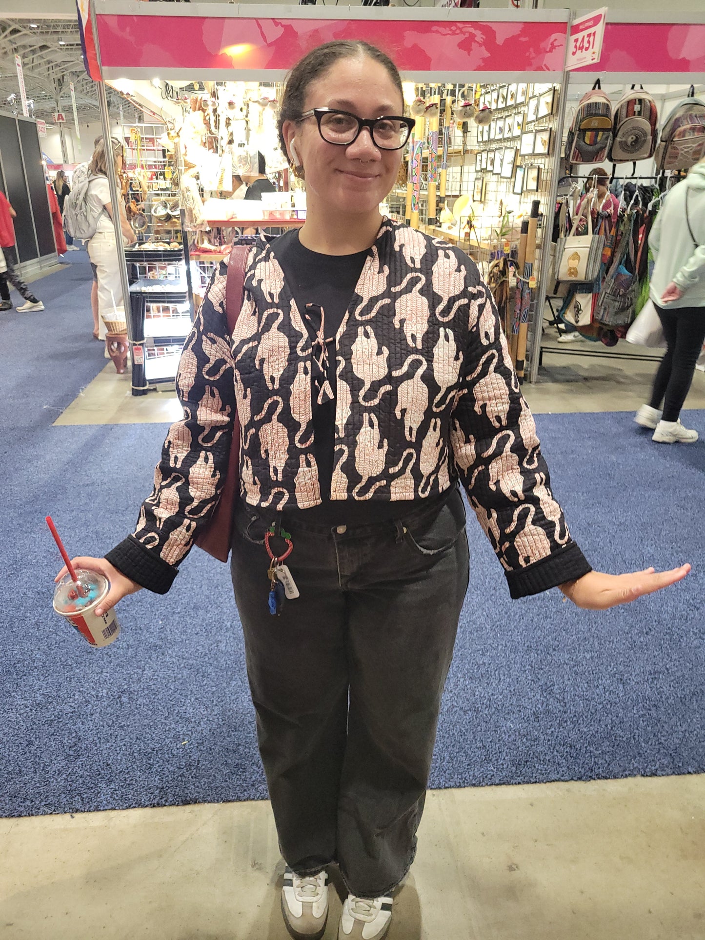 Clara Quilted Jacket Black Leopard