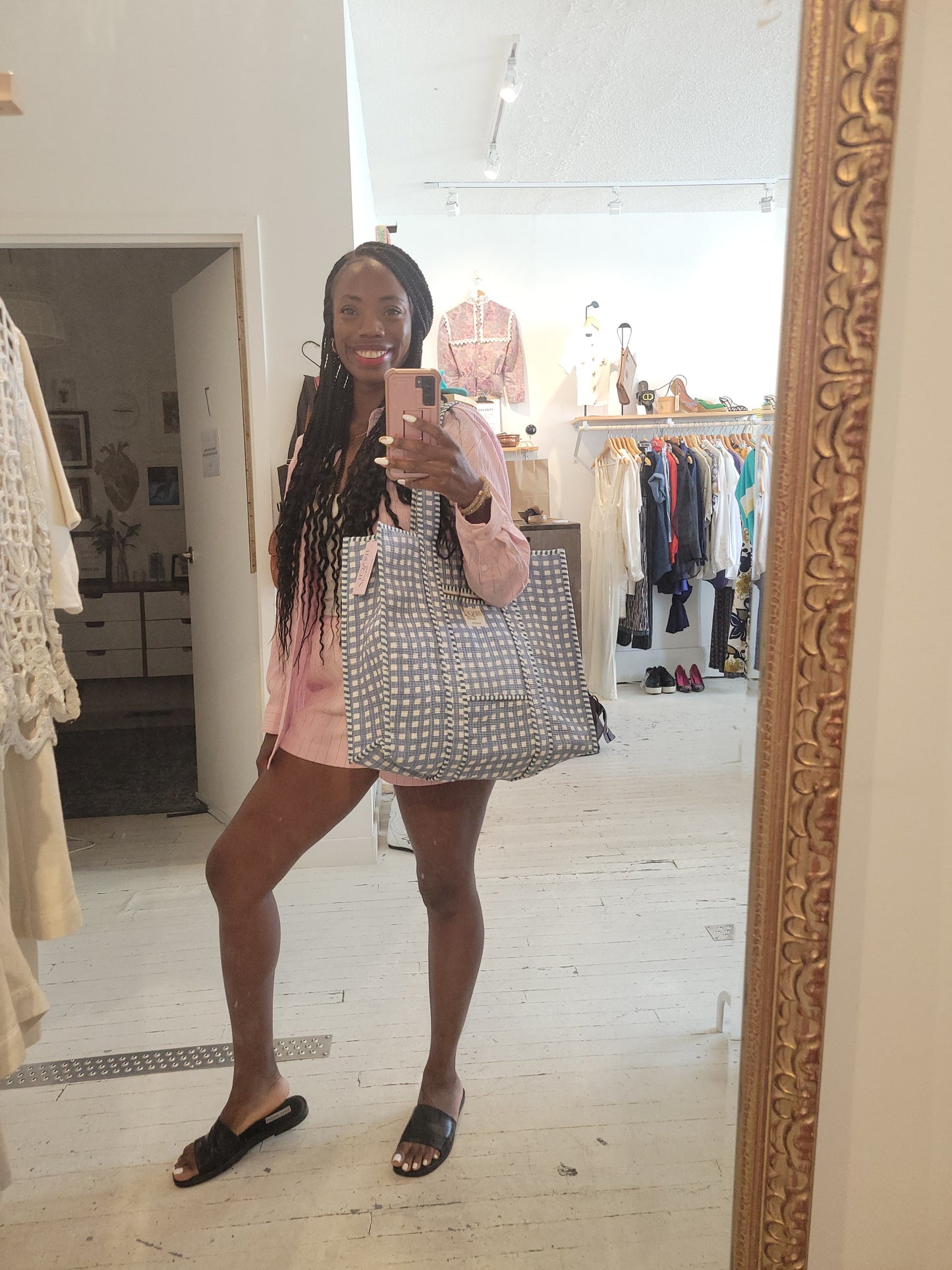 The Premium Gingham Bag Blue