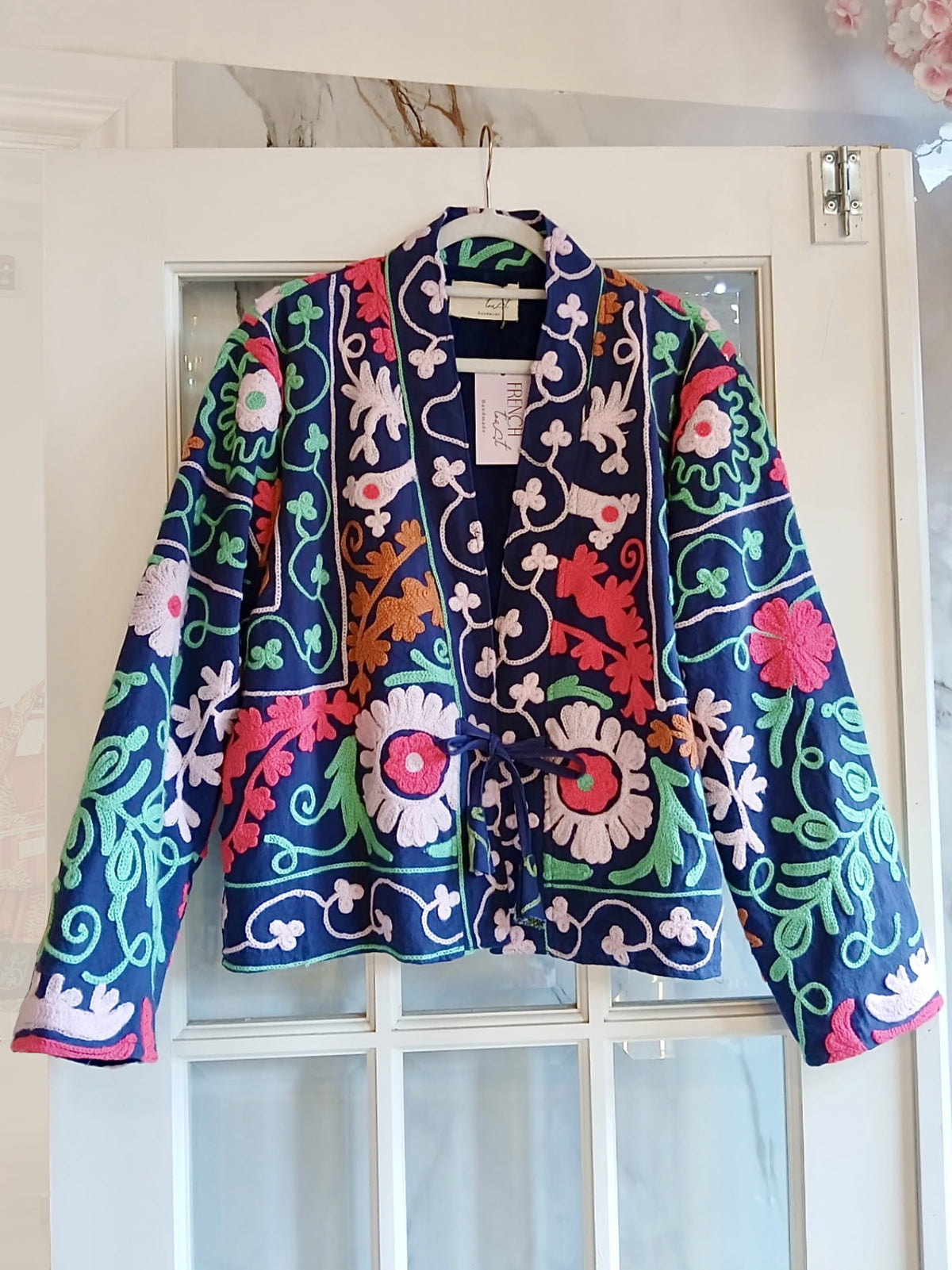 The Paloma Jacket Indigo, Pinks, Green and Gold