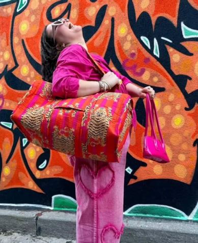 The Ara Duffle/Baby Bag - Orange and Pink Tiger