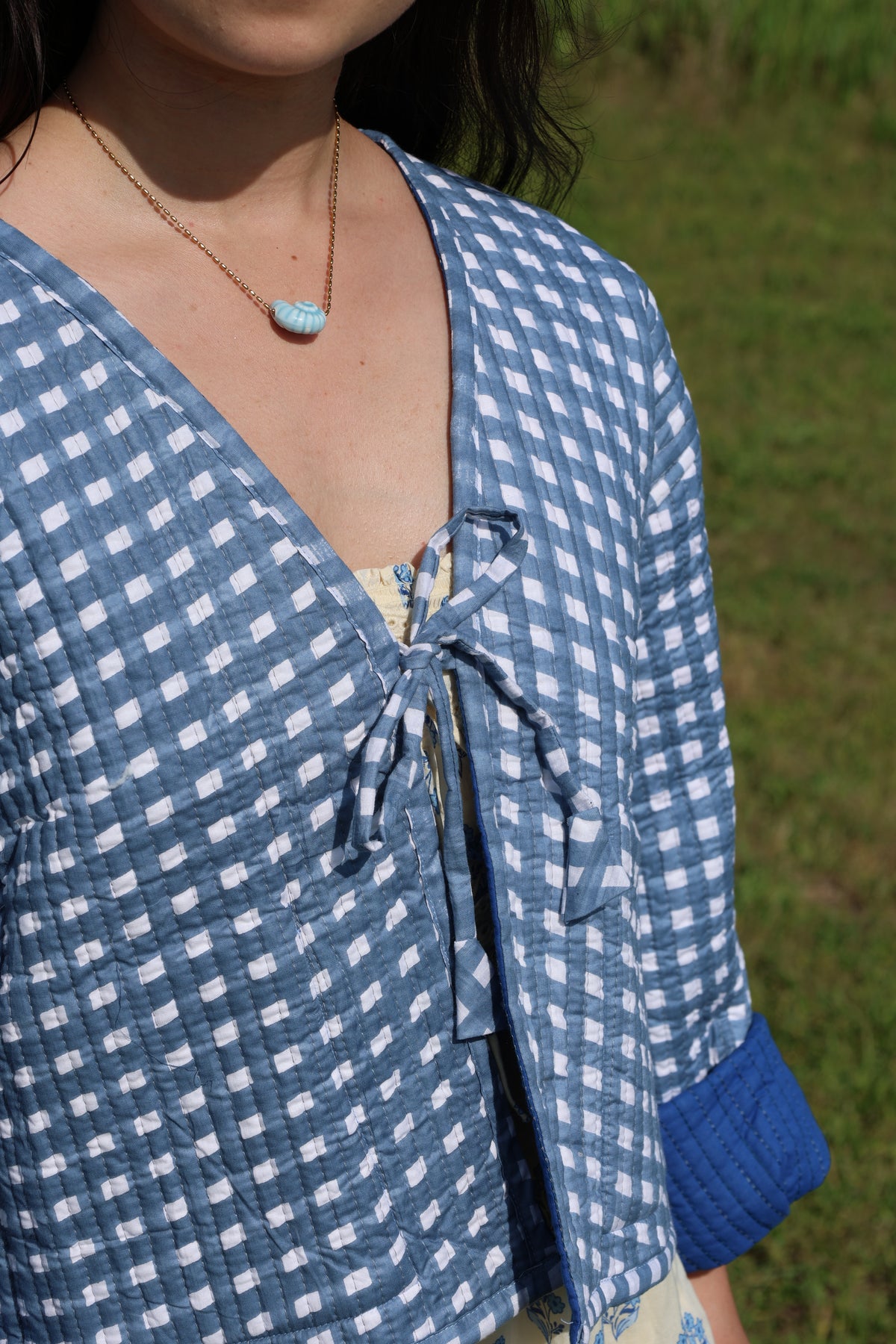 Clara Quilted Jacket Blue Gingham