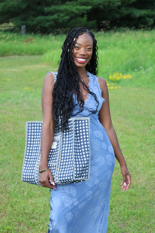 The Premium Gingham Bag Ink Black