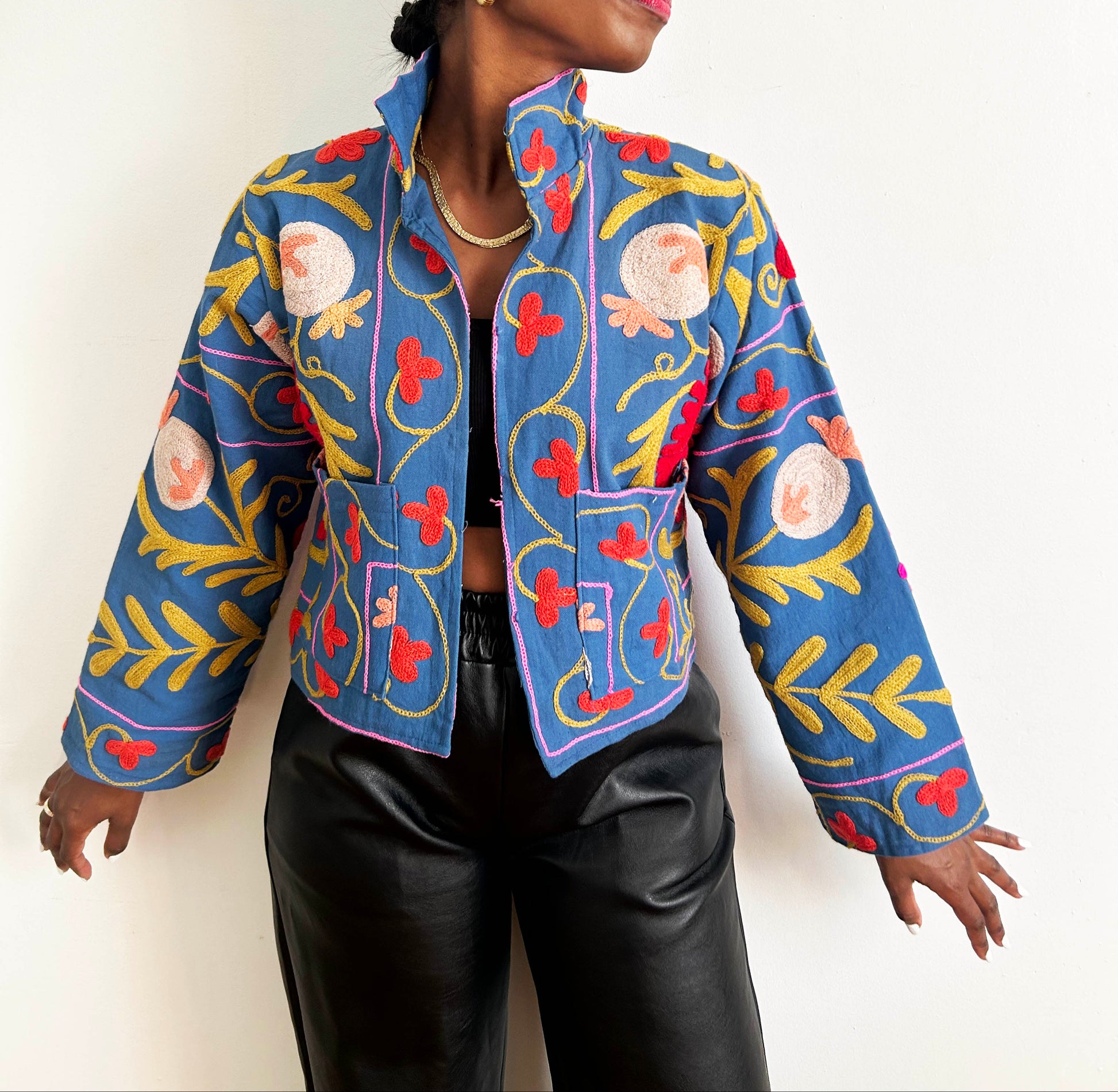 Quilted jacket fabric close-up