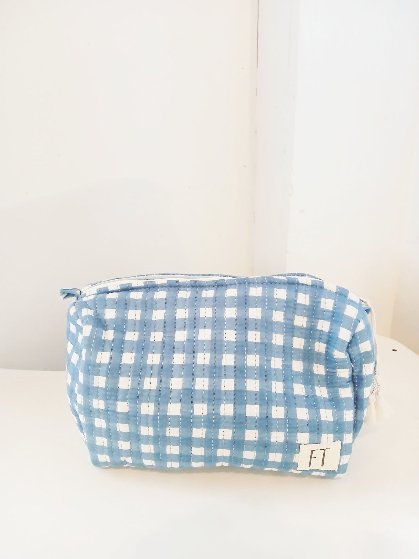 The Makeup Bag Blue Gingham