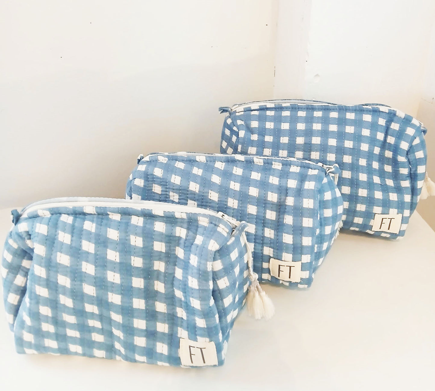 The Makeup Bag Blue Gingham