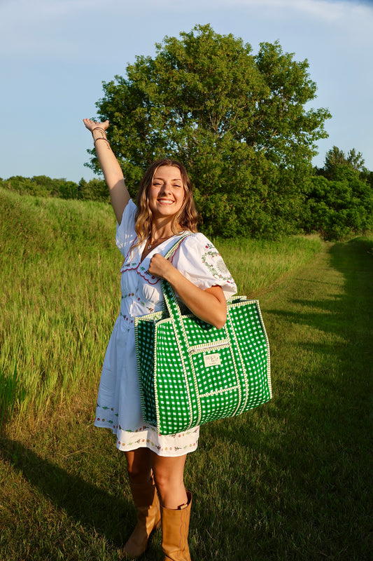 Le sac Gingham Premium vert
