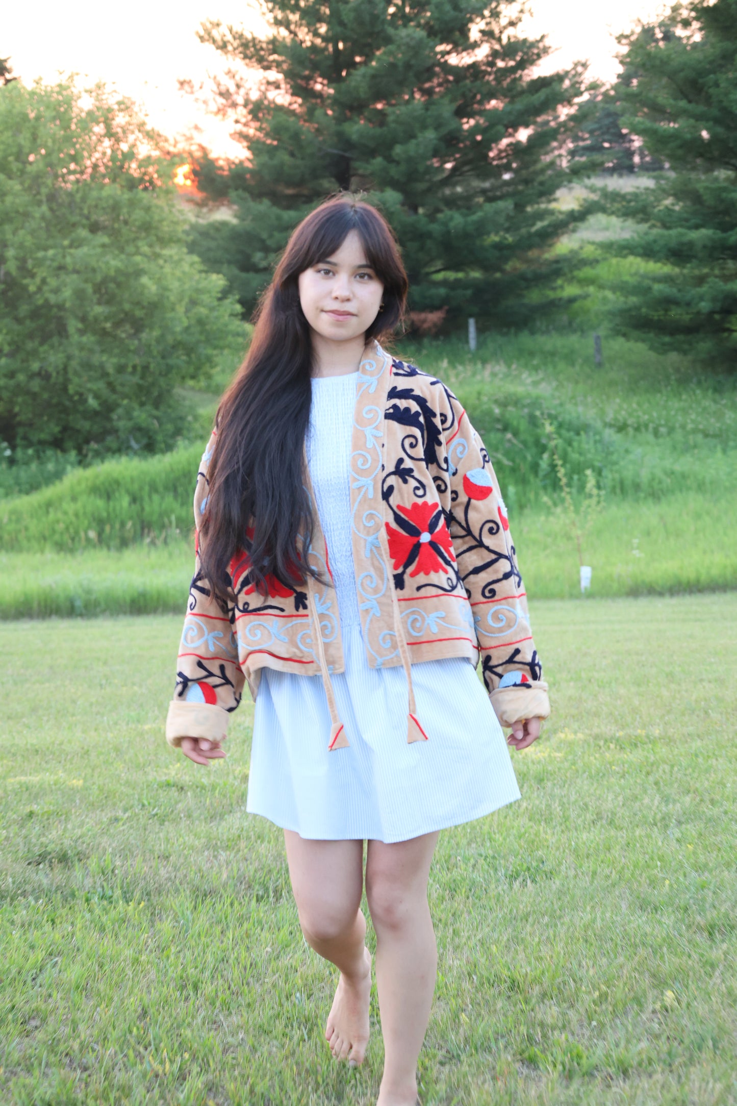 The Paloma Jacket Light Pink and Tan