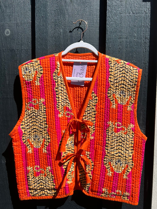 Clara Quilted Vest Orange