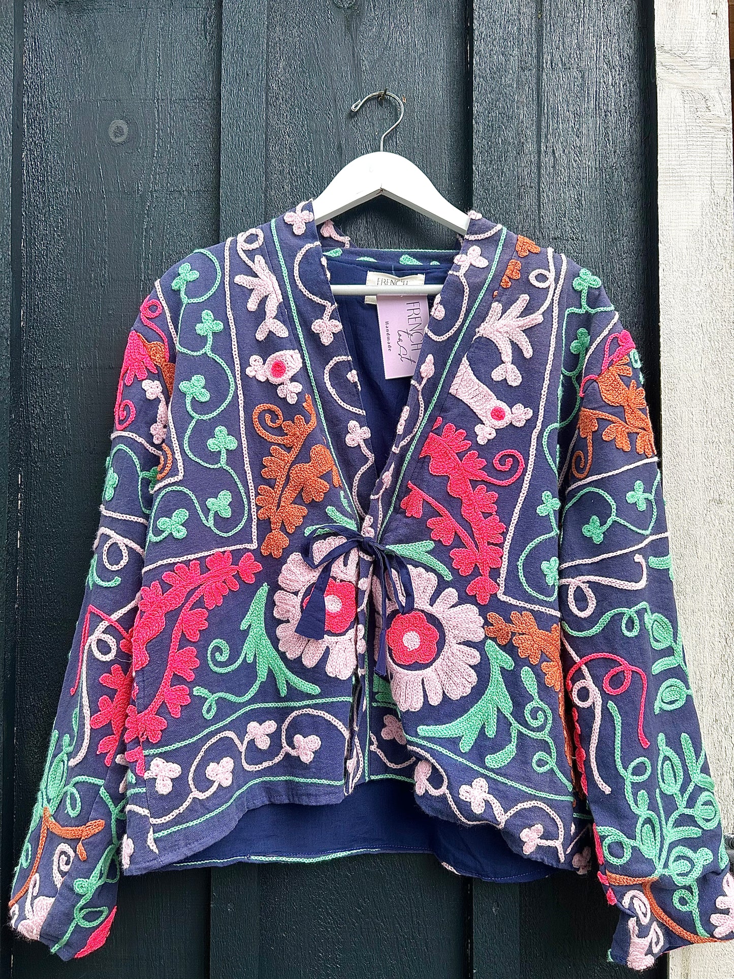 The Paloma Jacket Indigo, Pinks, Green and Gold