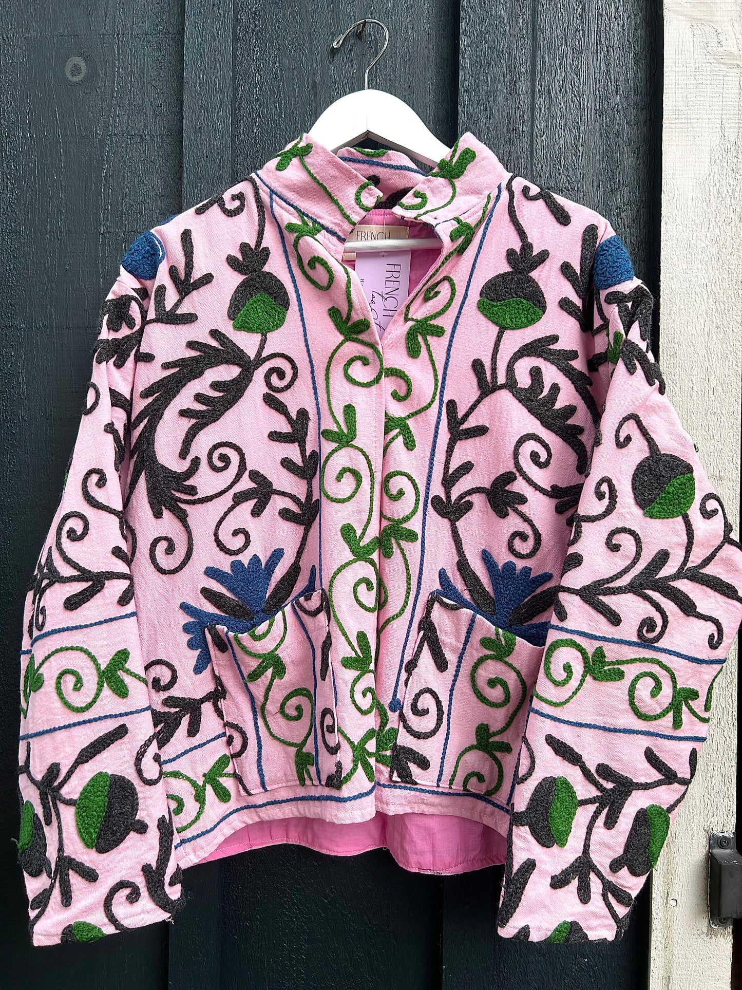 The Isla Jacket Light Pink, Blue, Green and Black