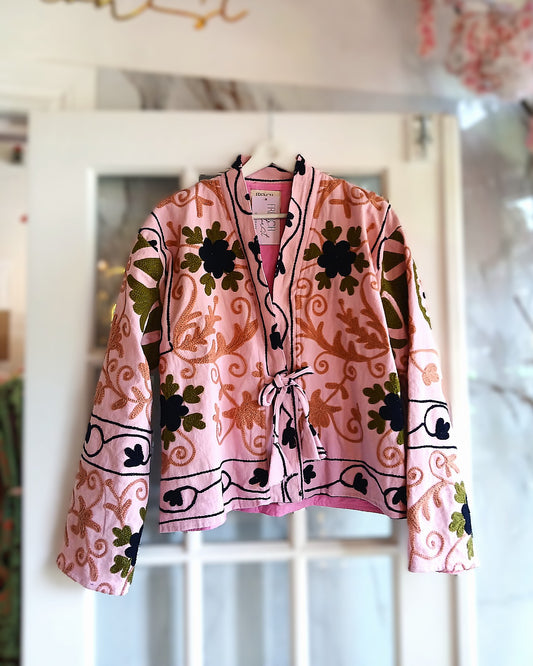 The Paloma Jacket Light Pink and Tan